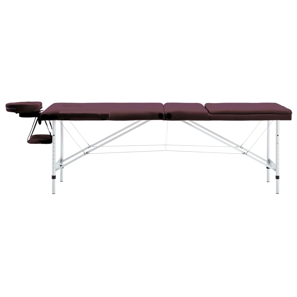 Genérico Camilla de Masaje Plegable 3 Zonas Aluminio Morado Vino,Salud y Belleza,Cuidado Personal,Masaje y relajación,Mesas de masaje-110199