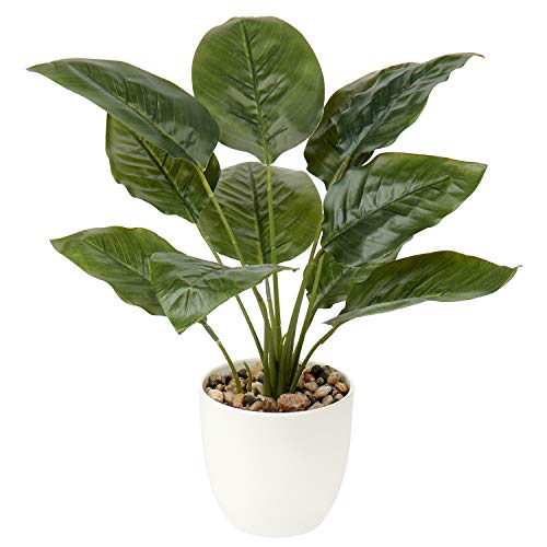 45CM Tall Artificial Plants Dieffenbachia Faux Plants Indoor Decorative Tropical Fake Plants Aesthetic Room Décor Plants for Bedroom Office Home Desk Decoration