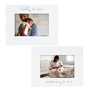 C.R. Gibson ”Mommy and Me” and ”Daddy and Me” Baby Photo Frame Set 2 Piece, 9” x 7”