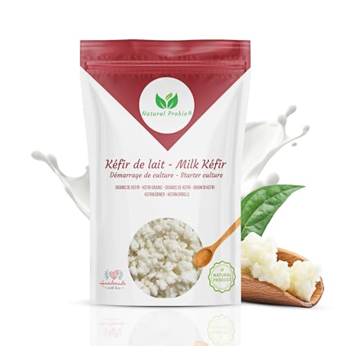 Natural Probio® Kefir di Latte, Kit Iniziale di Coltura di Cereali a fermentazione lattica Naturale, con Latte Certificato Senza OGM, probiotico Naturale, Istruzioni, ricetta e Consigli (10g)