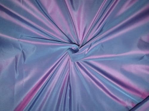 Taffetas 100 % pure soie changeant rose x bleu tissu rigide 32 mommes au tombé noble