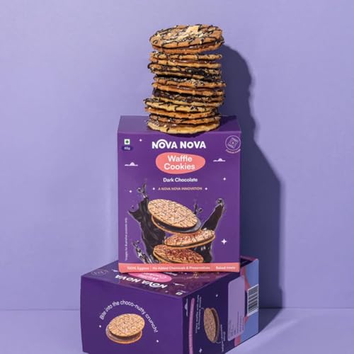 Image of NOVANOVA Assorted Belgian & Dark Chocolate Waffle Cookies - Box Of 12 - Vegetarian, 100% Eggless | No Added Preservatives - 120 G