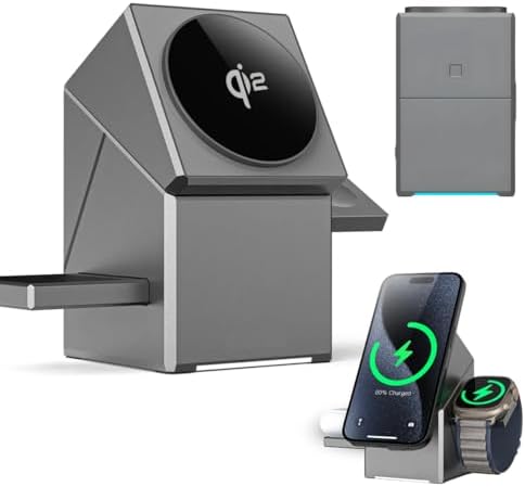 Carregador Sem Fio 3 em 1 Magnético, Estação de Carregamento Rápi...