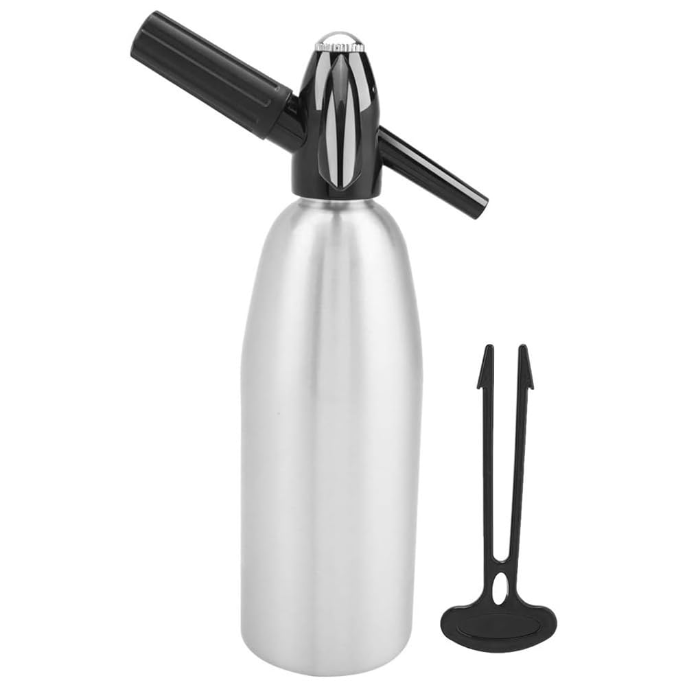 BOFRHME Soda Water Bottle 1L Portable Soda Syphon Bottle Soda Maker with Pressure Regulator for DIY Mojitos Cocktails Juices