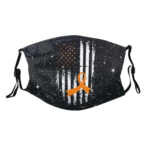Leukemia Cancer Awareness America Flag Orange Ribbon Adult Dust Mask Adjustable Dust Face with 2 Filter24