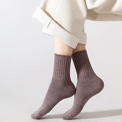 Image of PADFOM Women Thin Cashmere Socks, Soft Socks Women Above Crew Socks 5 Pairs Size 5-9