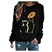 Zldhxyf Top Palestra Donna Fitness Top da Donna in Felpa a Maniche Lunghe con Pullover sfumato Stampato con Stampa Tie-Dye Camicia Scozzese