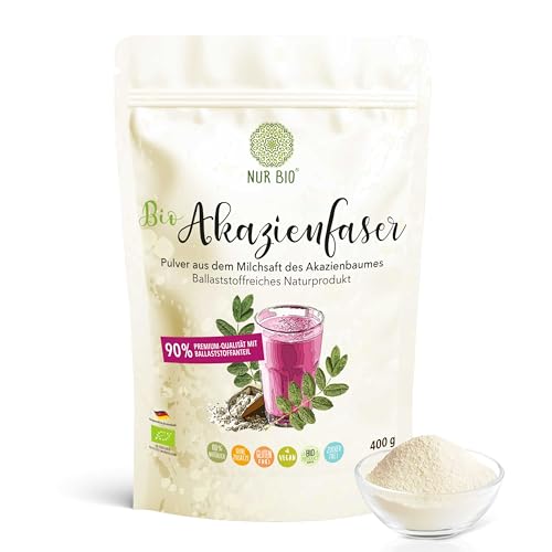 Solo polvo de fibra de acacia orgánica, 400 g, goma arábiga orgánica pura 90% fibra dietética insípida