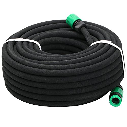 Yaheetech Tuyau d'Arrosage Extensible de Jardin 50M tuyau Micro-poreux Flexible Irrigation Goutte à Goutte Diamètre Intérieur 1.2cm Tuyau d'Infiltration PE Noir