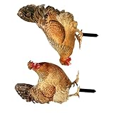 ROMISBABA 2 Stück Teiliges Acryl Garten Huhn Deko Realistische Hühner Gartenstecker Wetterfeste Hofdekoration für Außenbereich UV Beständig Einfach zu Stecken Lebensechte Hühner