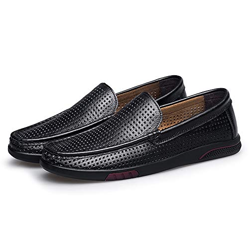 Oxford Shoes for Men Formal Shoes Slip On Style Mesh Fabric Material Round Toe Low Top with Breathable Hollow Vamp(10) Black2