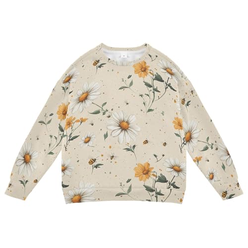 JUNZAN Rustic Daisy Beige Kids Boys Hoodie Sweatshirt Long Sleeve Boys Sweat Shirt Athletic 4T