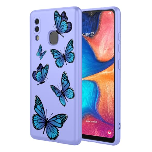 Coque pour Galaxy A30 résistante aux chocs en TPU souple motif papillon violet