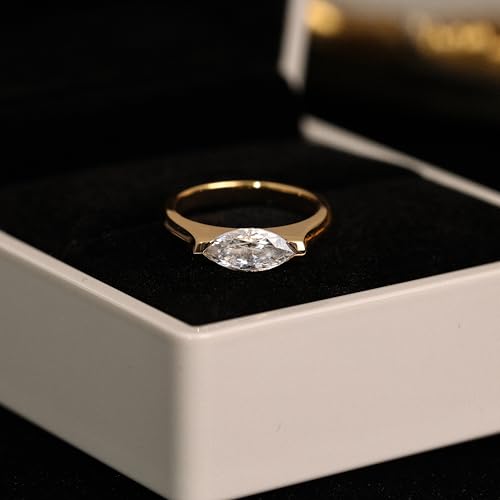 Marquise-Cut Ring for Women, Thick 18K Gold-Plated on 925 Sterling Silver for Long-Lasting Shine – Ideal Gift for Engagement, Anniversary, or Birthday2