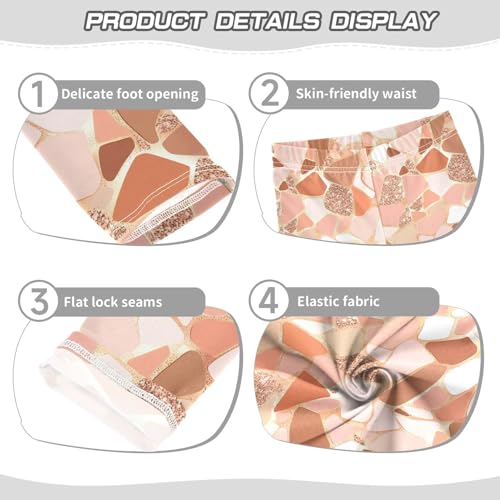 Rose Gold Pink Glitter Kids Baby Girls Basic Leggings Stretch Full Length Leg Yoga Pants Gym3