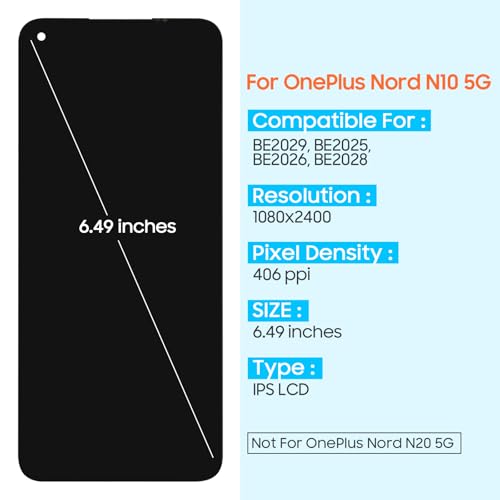Image of for OnePlus Nord N10 5G Screen Replacement for OnePlus 1+ Nord N10 5G LCD Display BE2025 BE2026 BE2028 BE2029 6.49 inch Touch Screen Digitizer Full Assembly with Repair Tools
