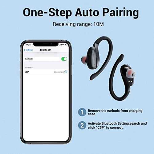 Image of EDYELL Overhook C5P True Wireless Bluetooth Earbuds /Earphones /in-Ear TWS Stereo Headphones with Advanced Bluetooth V5.1 IPX7 Waterproof Extra-Long Playtime, Built-in Mic with Deep Bass for Sports and Workout