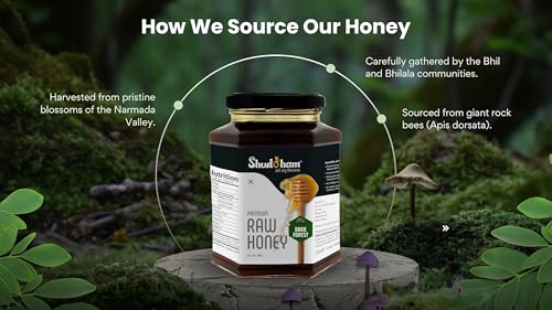 Image of Shuddham Dark Forest Honey 500g | Raw, Unheated & Non Pasteurized | 100% Pure Wild Multifloral Honey | No Added Sugar | FSSAI Certified | Natural Immunity Booster