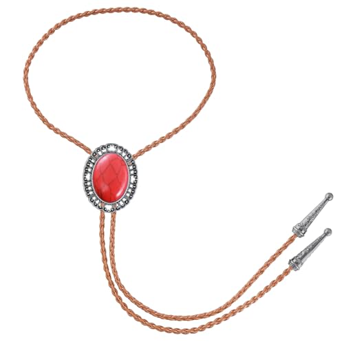 Image of GelConnie Native American Bolo Tie Rodeo Cowboy Leather Necktie Western Necklace Costume Accessories for Men,Women