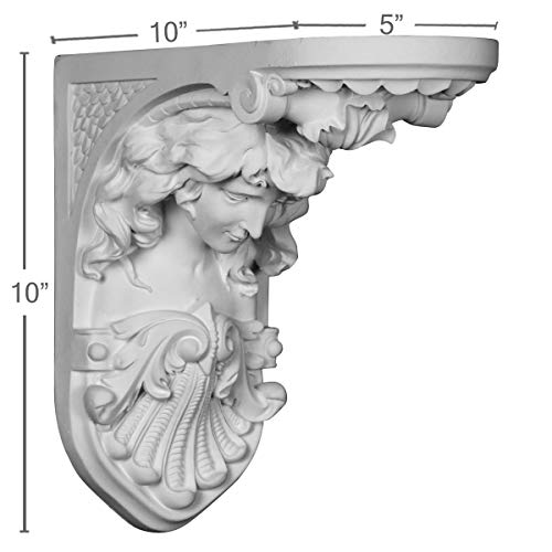Ekena Millwork Cor05X10X10He 5" W D X 10" H Hestia Corbel, Factory Primed White #TOP14