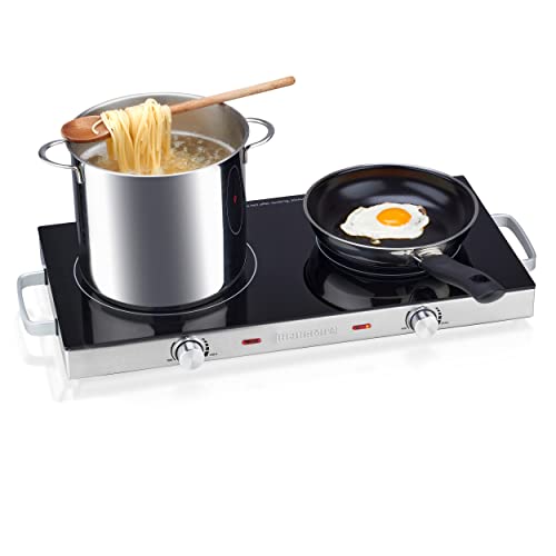 HEINRICHS Doppelkochplatte Infrarotkochplatte Glaskeramik-Doppelkochfeld mit Infrarot-Wärme,2x elektrische Kochfelder geeignet für alle Töpfe und Pfannen Camping/Büro/Küche/Outdoor 2800W, Heinrich´s – Bild 4