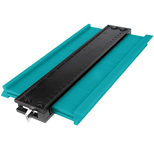 NOTENS Medidor de contorno con cierre ajustable, herramienta de perfil de 25 cm, ampliada forma irregular, regla de plástico para esquinas y plantillas de carpintería (verde)
