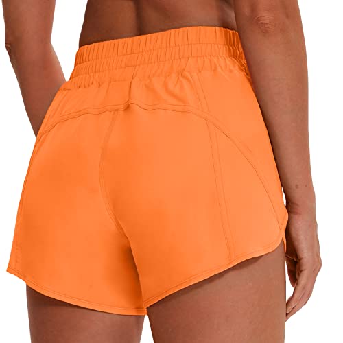 Mcedar 4" Low Rise Athletic Track Shorts For Women With Liner Quick Dry Running Gym Shorts Zipper Pocket Workout Flowy 036Sdk-Orange/Bs #TOP1