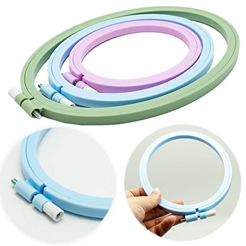 Image of LAMXD 3 Pieces Embroidery Hoop Rectangle Oval Shape Embroidery Frame Cross Stitch Hoop Sewing Tool for Art Craft Handy Sewing (Multicolor),with Gold Eye Embroidery Needles
