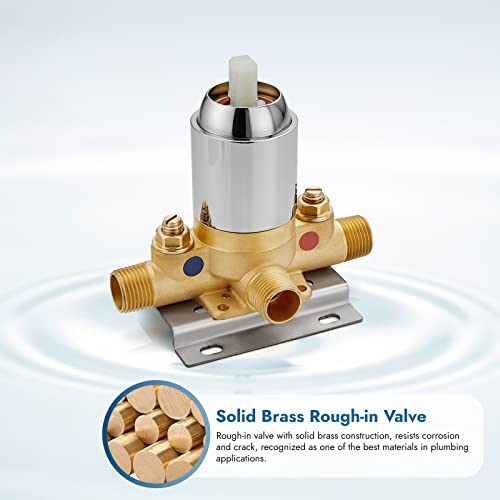 Cinwiny Single Function Shower Handle Valve Trim Kit With Cartridge Pressure Balancing Shower Valves Wall Mount Brass Rough-In Valve Single Handle Shower Valve Mixer,Polished Chrome #TOP3