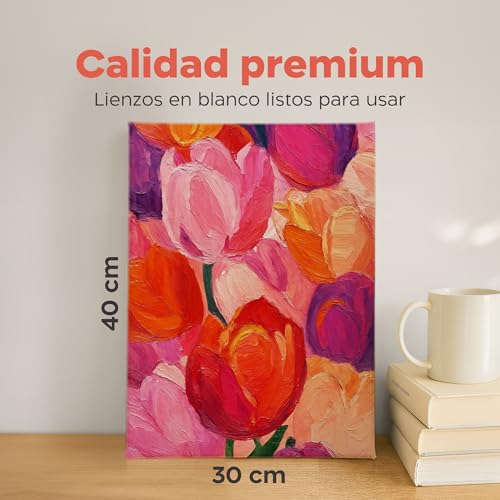 Lienzos para pintar óleo gouache acrílico 30x40cm en pack de 10 canvas 4