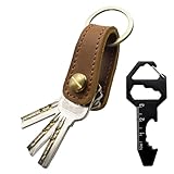 Jack&Chris Genuine Leather Key Organizer Keychain, Mini Compact Innovative Key Holder with Multi Tool Key for Men & Women, Clutter-Free EDC Key Chains with Key Ring for Car Fobs