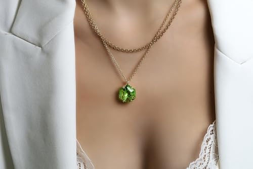 Collier en tourmaline verte 14 carats et pendentif hexagonal - 4