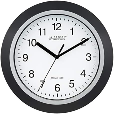 La Crosse Technology WT-3102B 10-Inch WWVB Self-set Analog Wall Clock and automatic DST reset,Black/silver