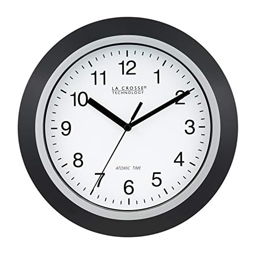 La Crosse Technology WT-3102B 10-Inch WWVB Self-set Analog Wall Clock and automatic DST reset,Black/silver