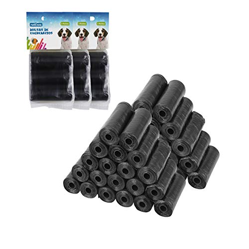 Nobleza - 1080 Conde Bolsas de Caca Perro Bolsas para excrementos de Perros Pack de 72 Rollos. Color Negro