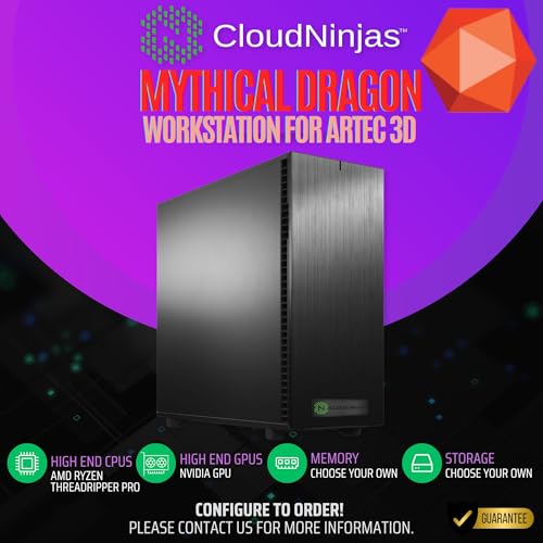 Image of Cloud Ninjas Mythical Dragon Workstation for Artec 3D Threadripper PRO 9965WX RTX PRO 4000 Blackwell SFF 24GB 256GB DDR5 ECC Reg NVMe M.2 2TB 4TB for 3D Models Reverse Engineering and visualization.