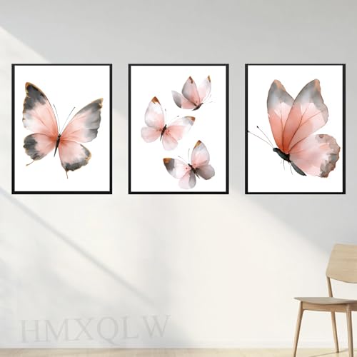 Affiche salon chambre maison decor papillon rose pour adoucir la piece