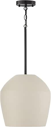 Capital Lighting 354212IV Della Handcrafted Terracotta Pendant Ceiling Light, 1-Light 100 Watt, 14" H x 13" W, Painted Ivory and Matte Black