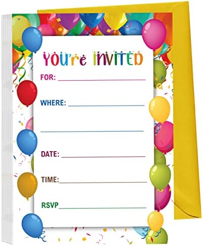 Giftinghouse 32x Party invitations kids with envelopes - birthday Christmas party invitations cards invitations for boys girls party invites fully recyclable and eco-friendly - 300 GSM (32)