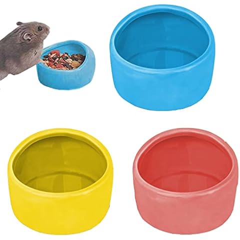 Yuemuop 3 Stücke Keramik Futternäpfe, Anti-Biss Hamster Futterschalen, Tierschalen Futter Und Wasser Wasserschale Cover
