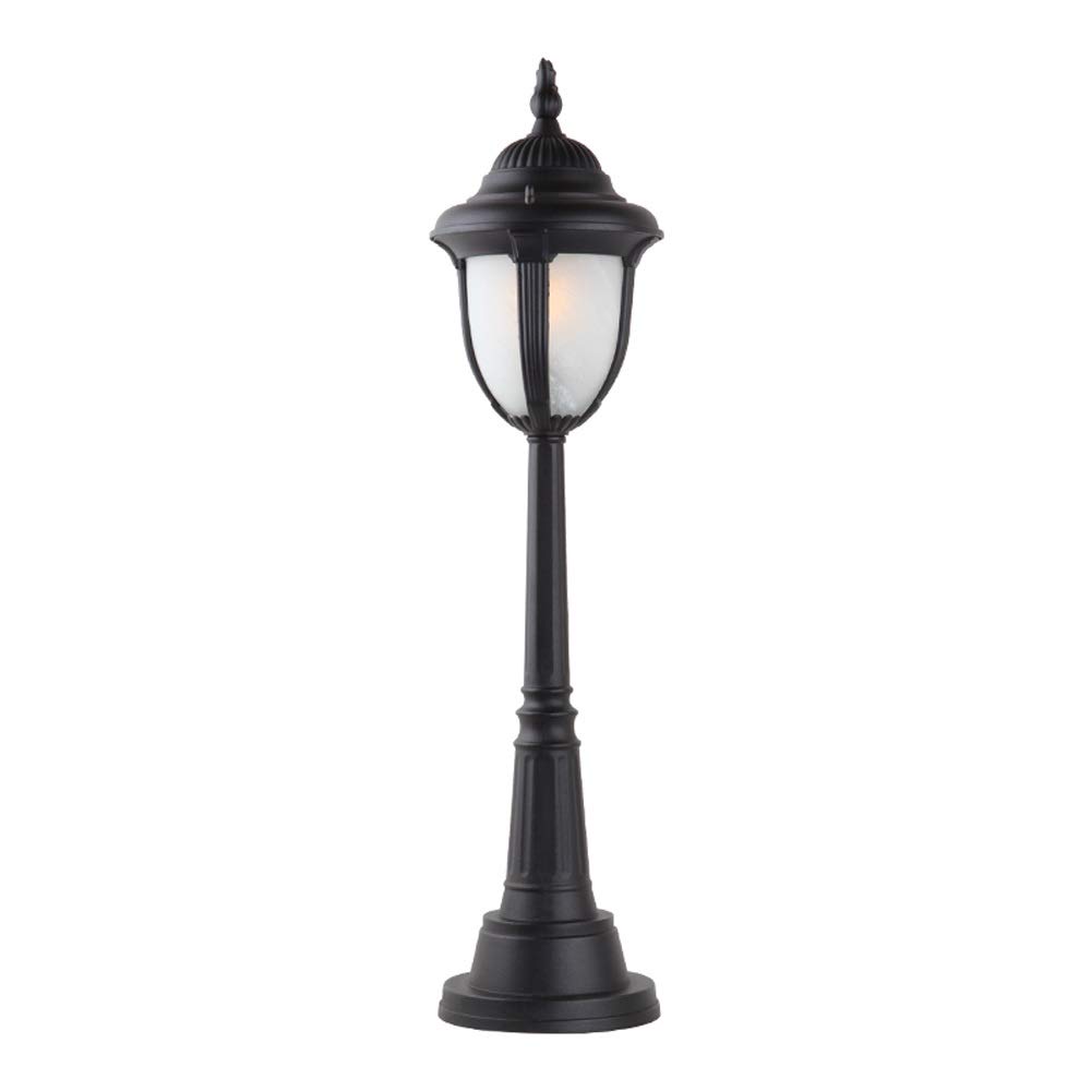 Lampadaire d'extérieur en verre noir - Hauteur : 77 cm - Étanche IP33 - En aluminium moulé sous pression - Pour jardin, communauté
