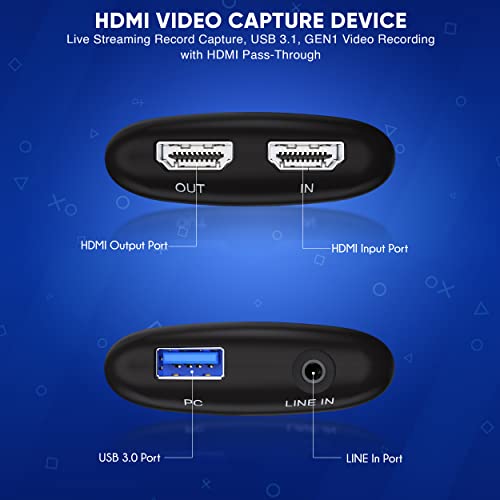 Image of Pyle Capture Card 4K USB3.1 HDMI-to-USB Audio-Video Record via DSLR Camcorder Action Cam, Ultra High Speed, PS3, P4, PS5, Xbox, Nintendo Switch, Wii, Game Streaming, Conference Live Broadcast-PLINK3