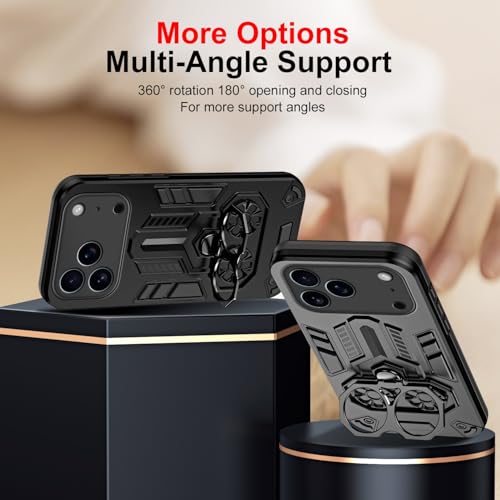 Coque iPhone 17 Pro抗震 protégeant contre les chutes avec support arrière noir mat - 4