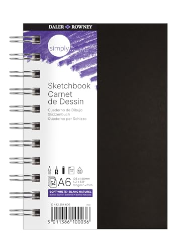DALER ROWNEY Simply Sketchbook, Papel para Desenho em Caderneta, com Espiral, Tamanho A6, Gramatura
