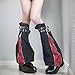 HeiBai Xiong Goth Flared Leg Warmers for Women Punk Rock Long Buckle Zipper Y2k Harajuku Rave Japanese Alt Hippie Ice Skating Grunge Emo Gothic Flare Fashion Legwarmers, Black and Red
