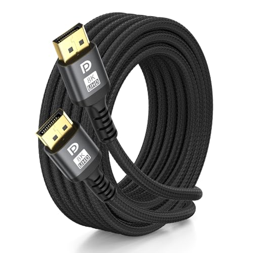 grofyllaa 8K Displayport Cable15ft 1.4 Cable - High Speed DisplayPort [8K@60Hz 4K@144Hz 2K@240Hz] Supports 32.4Gbps and is Used for HDR FreeSync G-Sync Gaming Monitor PC TV Graphics