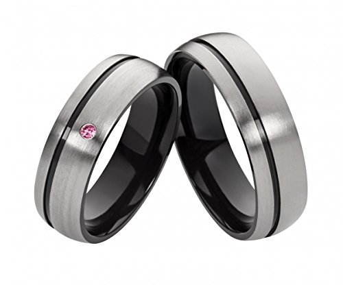 Preisvergleich Produktbild Partnerringe Verlobungsringe Eheringe mit roten Stein inkl. kostenloser Gravur T157