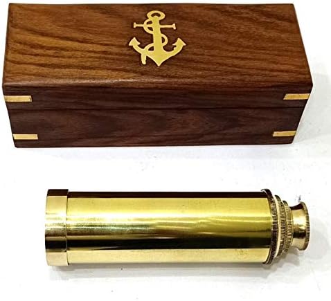 Telescopio Espía de Latón Náutico con Caja de Palisandro 15" miniatura 2