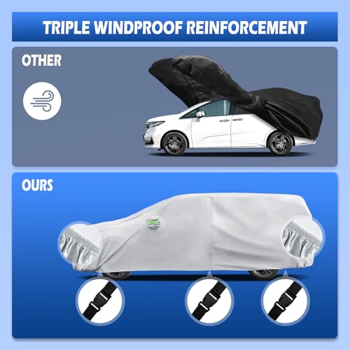 Image of Car Cover Custom Fit for Honda Odyssey Minivan 1999-2026, Migaven Waterproof Full Exterior Cover Sun Rain Protection with Door Zipper and Cotton Lining, Silver