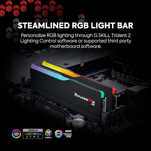 G.SKILL Ripjaws M5 RGB Series DDR5 RAM (Intel XMP 3.0) 32GB (2x16GB) 6400MT/s CL36-48-48-102 1.35V Desktop Computer Memory U-DIMM - Matte White (F5-6400J3648F16GX2-RM5RW)